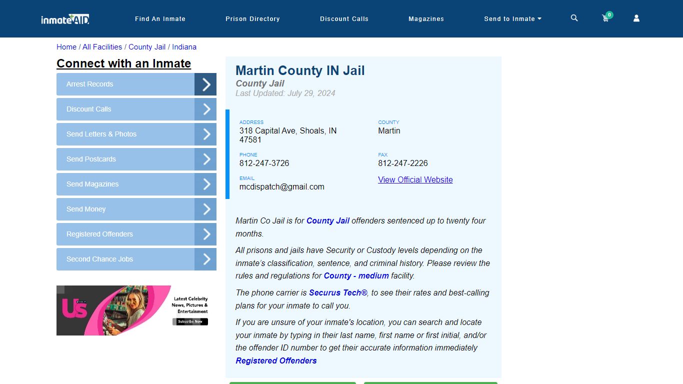 Martin County IN Jail - Inmate Locator